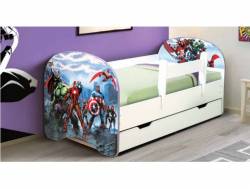 Кровать детская с фотопечатью с 1 ящиком Супергерои