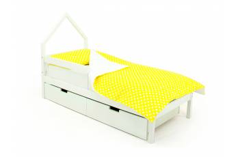Кровать-домик мини Svogen с ящиками и бортиком белый