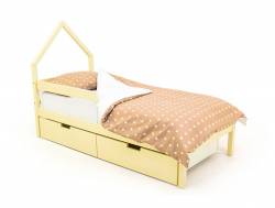 Кровать-домик мини Svogen с ящиками и бортиком бежевый