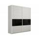 Шкаф-купе Прайм Широкий 2-х дверный ДСП/вставки Стекло Черное Белый Снег