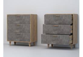 Комод Эго К-3 3 ящика камень темный на ножках