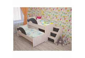 Кровать 2-х ярусная выкатная с ящиком и лестницей Радуга венге