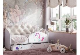 Кровать Звездочка с бортиком Белый-кофе с молоком