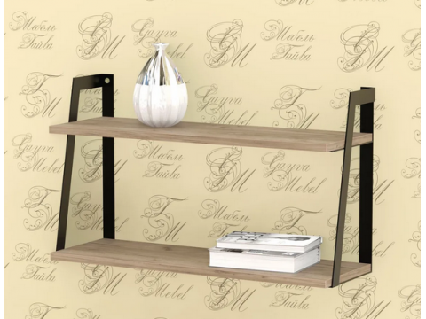 Полка металлическая ЛОФТ-2 Дуб крафт серый-черный матовый