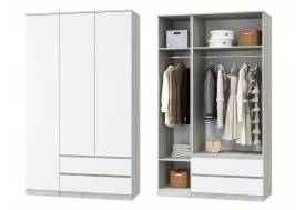 Шкаф для одежды трехдверный Лори дуб серый, белый