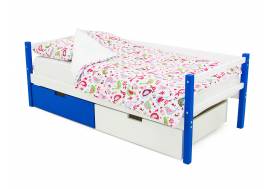 Кровать-тахта Svogen с ящиками сине-белый