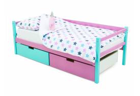 Кровать-тахта Svogen с ящиками мятный-лаванда