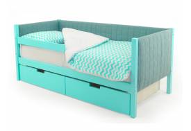 Кровать-тахта мягкая Svogen с ящиками и бортиком мятный