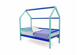 Кровать-домик Svogen с бортиком мятно-синий