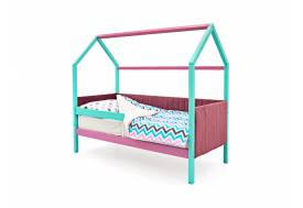 Кровать-домик мягкий Svogen с бортиком мятный-лаванда