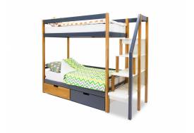 Двухъярусная кровать Svogen с ящиками дерево-графит