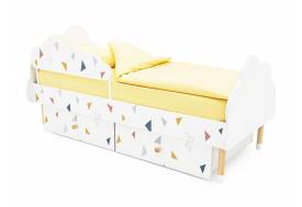 Кровать Stumpa Облако бортик, ящики рисунок Треугольники желтый,синий,розовый