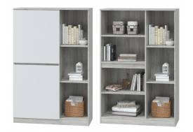 Шкаф для книг с 2 дверками Лори дуб серый