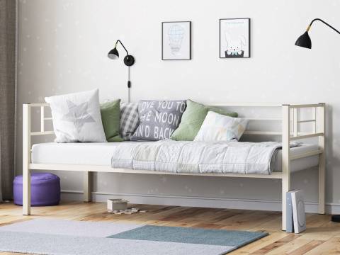 Кровать металлическая Лорка Слоновая кость