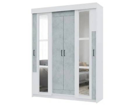 Шкаф-купе Victor с зеркалами Белый-Бетон