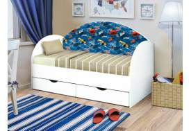 Кровать с продольной мягкой спинкой Софа №11 гонщик