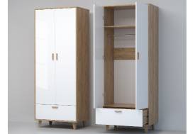Шкаф Эго ШК-1 дуб крафт золотой/белый глянец на ножках