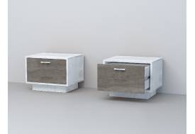 Тумба прикроватная Эго Т-5 бетон светлый/камень темный на цоколе