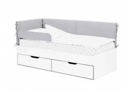 Детская мягкая кровать Denvas с бортиком и ящиками пепел