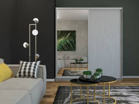 Шкаф-купе Светлана рельефный МДФ/зеркало