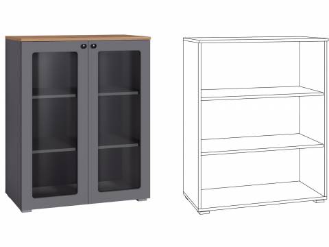 Шкаф-витрина 16.394.01 Остин Серый Графит