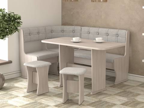 Кухонный уголок Ника-1 Люкс ясень шимо светлый-серебро