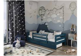 Кровать Глория с бортиком и ящиками Сапфировый