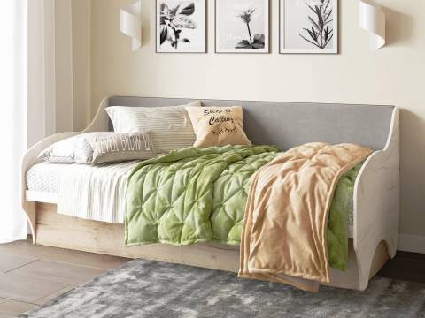 Кровать-диван Авалон дуб крафт серый-дуб крафт белый