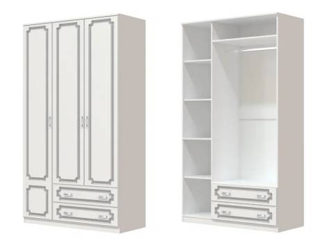 Шкаф ШР-3 платье и бельё без зеркала Лак Белый жемчуг