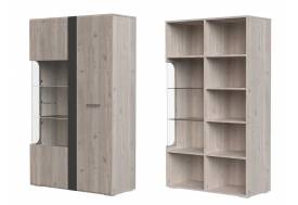 Шкаф с витриной 2 двери Бриз Дуб Нельсон