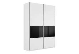 Шкаф-купе Прайм 2-х дверный ДСП/вставки Стекло Черное Белый Снег