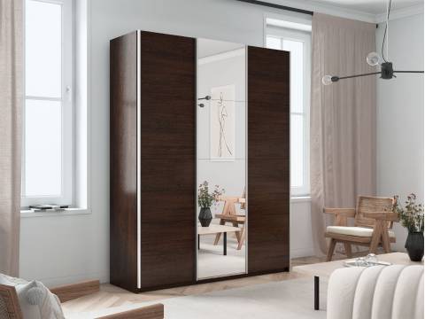Шкаф-купе Прайм 3-х дверный 1800 ДСП/зеркало/ДСП Венге