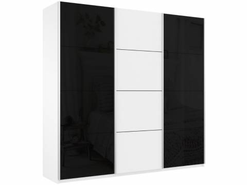 Шкаф-купе Прайм 3-х дверный 1800 два Стекла Черные/ДСП Белый Снег