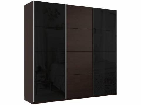 Шкаф-купе Прайм 3-х дверный 2100 два Стекла Черные/ДСП Венге