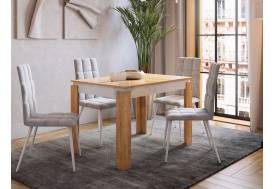 Стол обеденный раздвижной Гермес 2 дуб крафт золотой/белое дерево