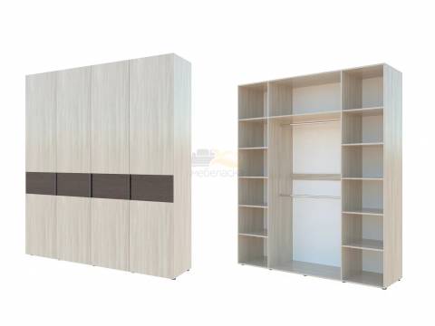 Шкаф комбинированный с полками по краям и 2 штангами в центре Гранд ГШК/2-23-20-3333