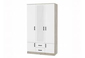 Шкаф Ронда ШК-3 с зеркалом дуб крафт серый, белый