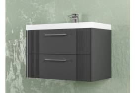 Тумба Альба 80 подвесная 2 ящика раковина Слим 80 антрацит