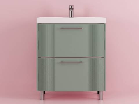 Тумба Альба 80 напольная 2 ящика Слим 80 мята