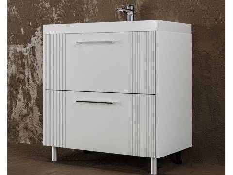 Тумба Альба 80 напольная 2 ящика Слим 80 суфле