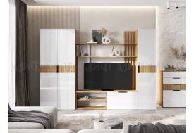 Гостиная модульная Роджина Белый глянец, Дуб крафт