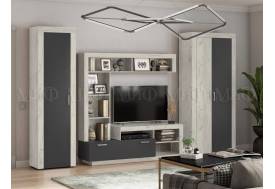 Гостиная модульная Ангара Графит, Дуб Крафт Белый