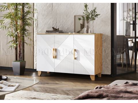 Комод (1200) Ирис Браш Вайт, Дуб Крафт