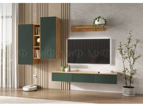 Гостиная навесная Флэш Браш Мени Грин, Дуб Крафт