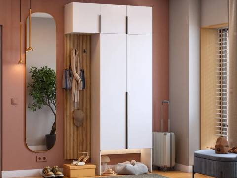 Прихожая Мебельсон К9 дуб крафт золотой/белое дерево