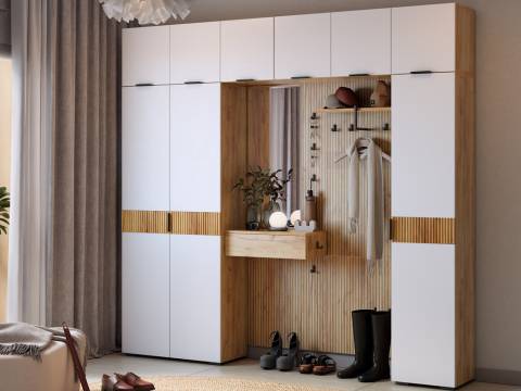 Прихожая Мебельсон К12 дуб крафт золотой/белое дерево