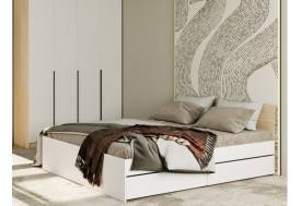 Кровать Монблан с ящиками 160х200 см Белый Шагрень