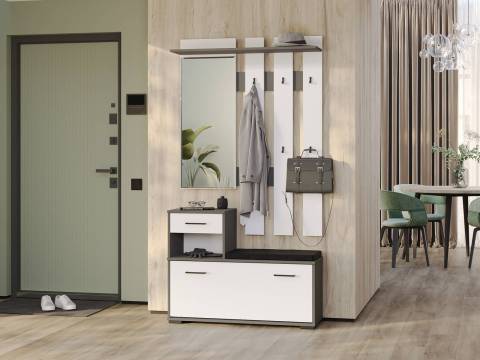 Прихожая Лира Графит-Белый