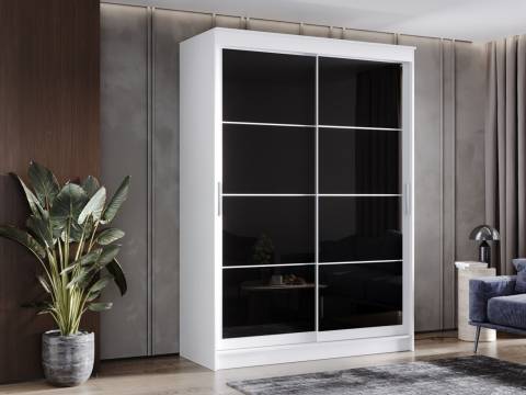 Шкаф-купе Гранд-1 1600 Белый гладкий-двери Лакобель черный