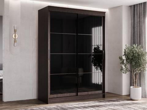 Шкаф-купе Гранд-1 1600 Дуб Венге-двери Лакобель черный